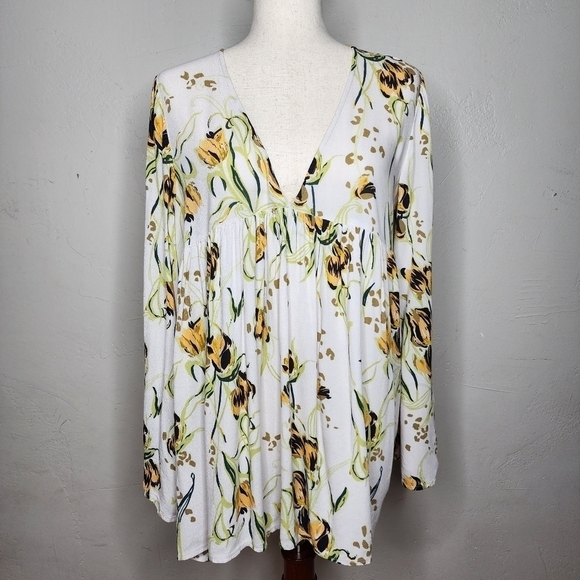 Free People Bella Printed Floral Tunic Blouse Size Small - Picture 1 of 14